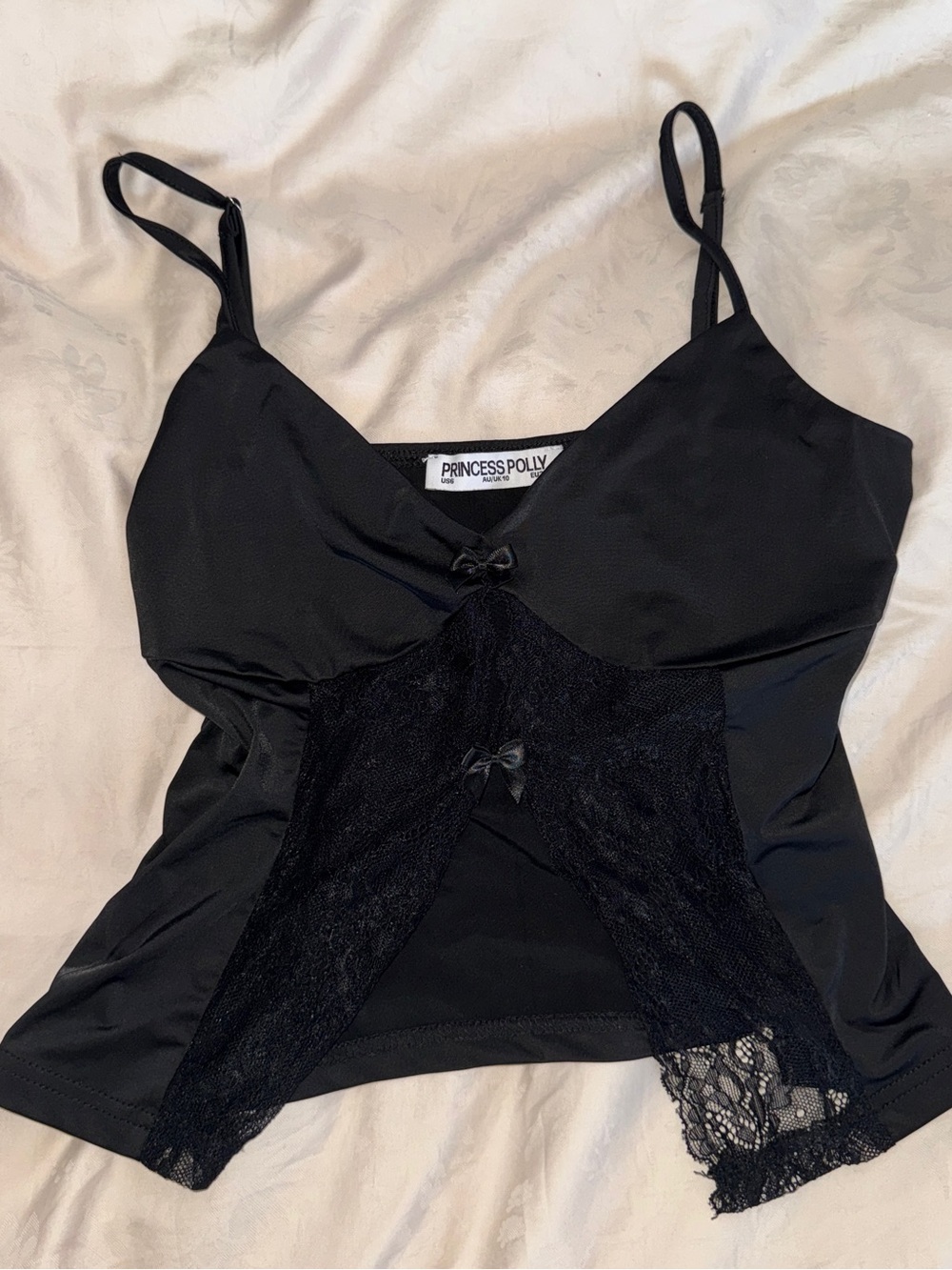 Princess Polly Black Lace Cami Tank size 6